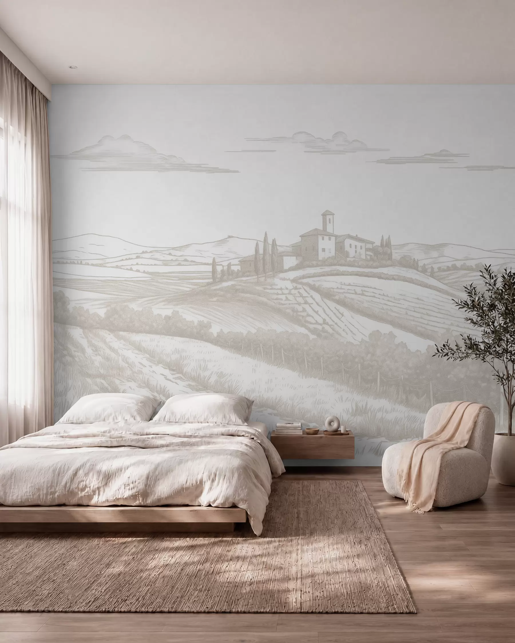 wall murals Vineyard Sketch w03349