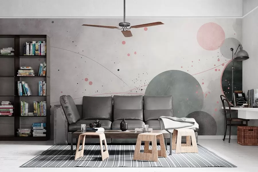 wall murals Circles and lines on an aged background w08904