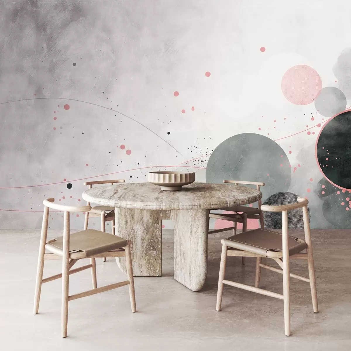 wall murals Circles and lines on an aged background w08904