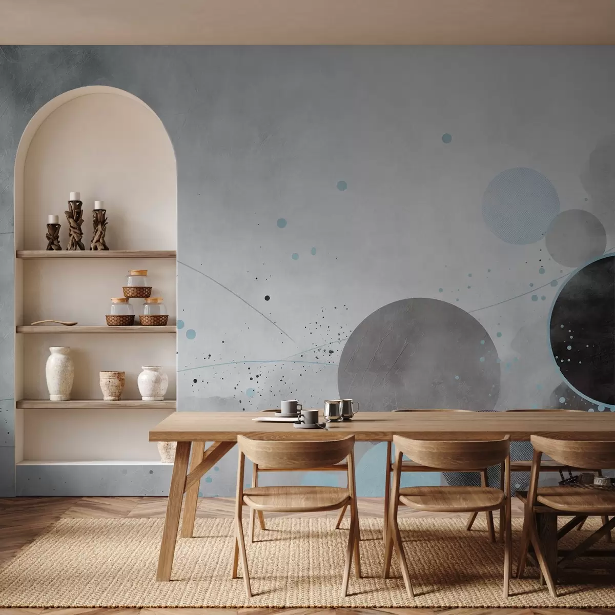 wall murals Circles and lines on a concrete background w08904v1