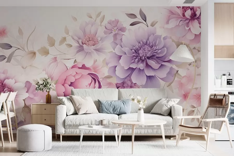 wall murals Large pink flowers w08905
