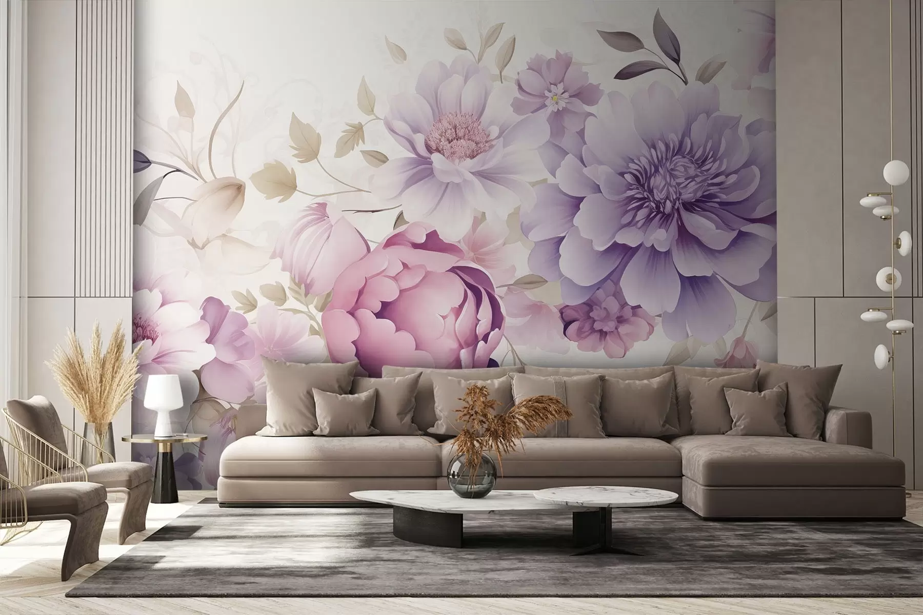 wall murals Large pink flowers w08905