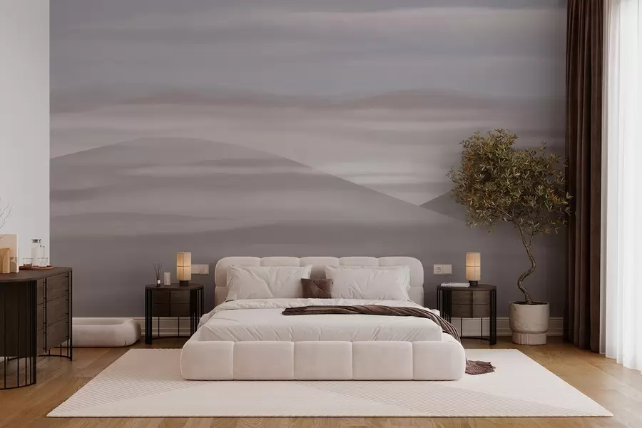 wall murals Hills and clouds, calm landscape w03288