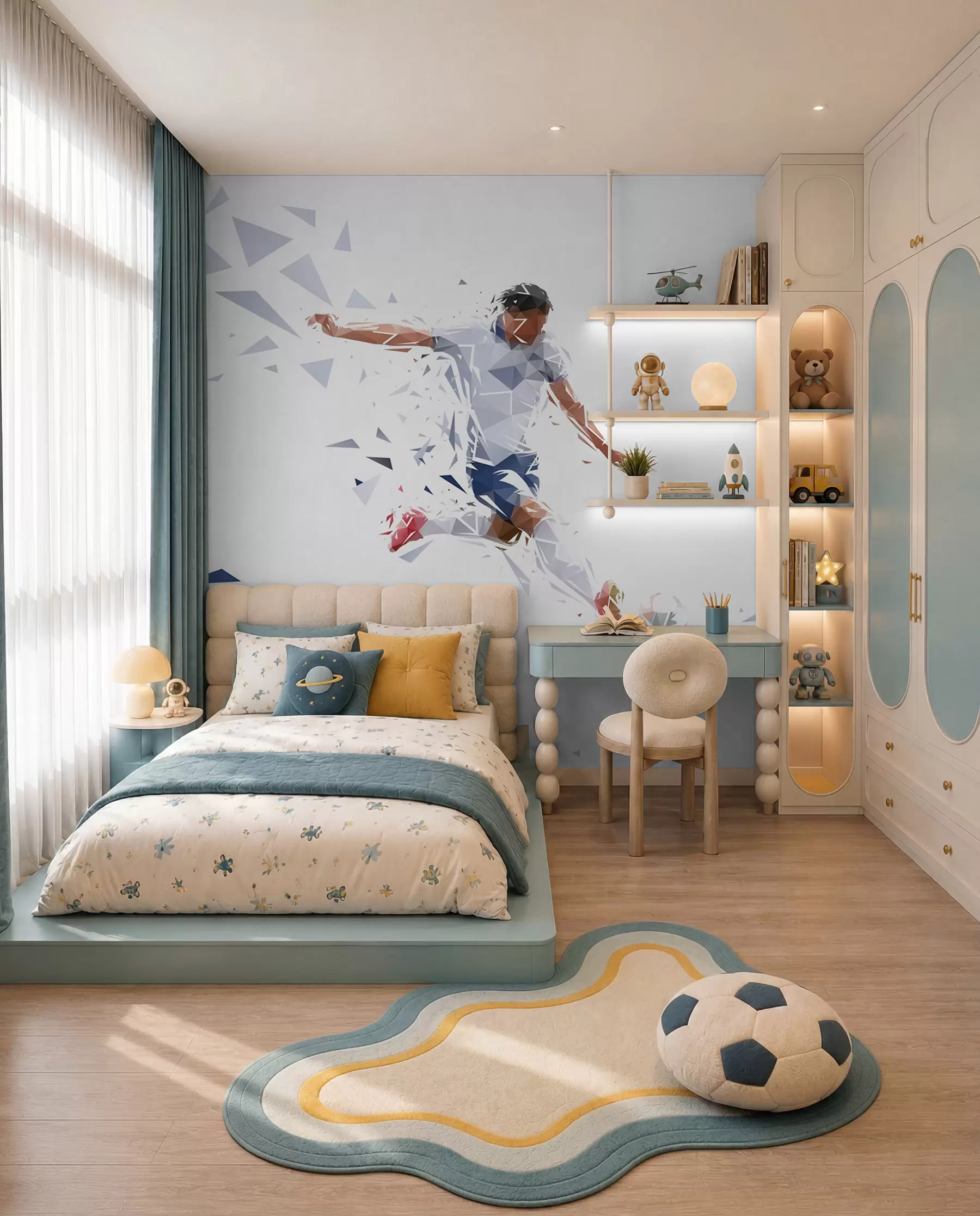 wall murals Football in Angular Motion w03289