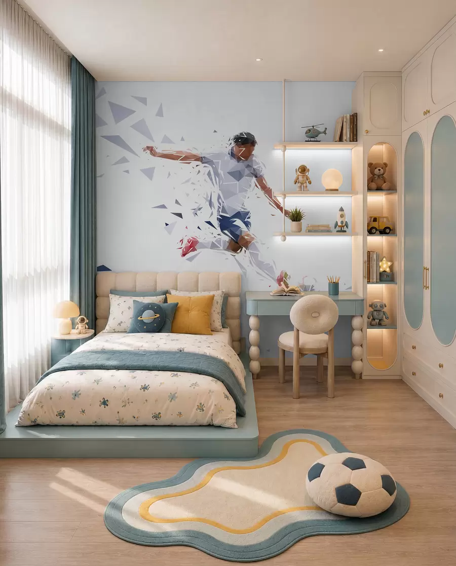 wall murals Football in Angular Motion w03289