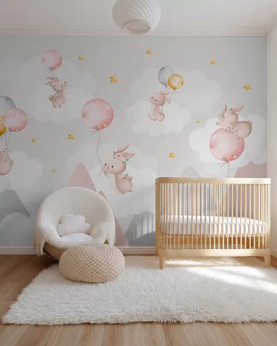 wall murals Bunnies above the Mountains w03375
