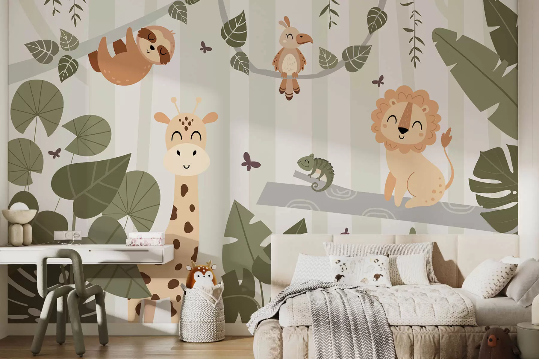 wall murals Landscape with tropical animals w03376