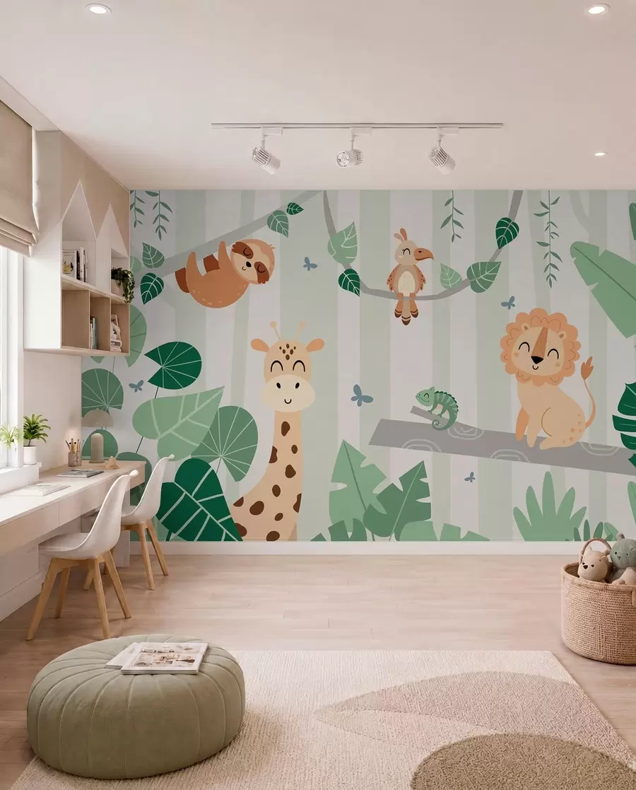 wall murals Safari Friends in the Trees w03376v1