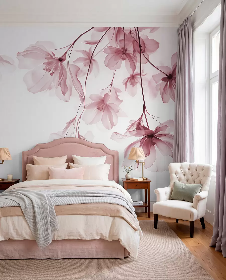 wall murals Hanging Flowers in Old Rose w08911v2