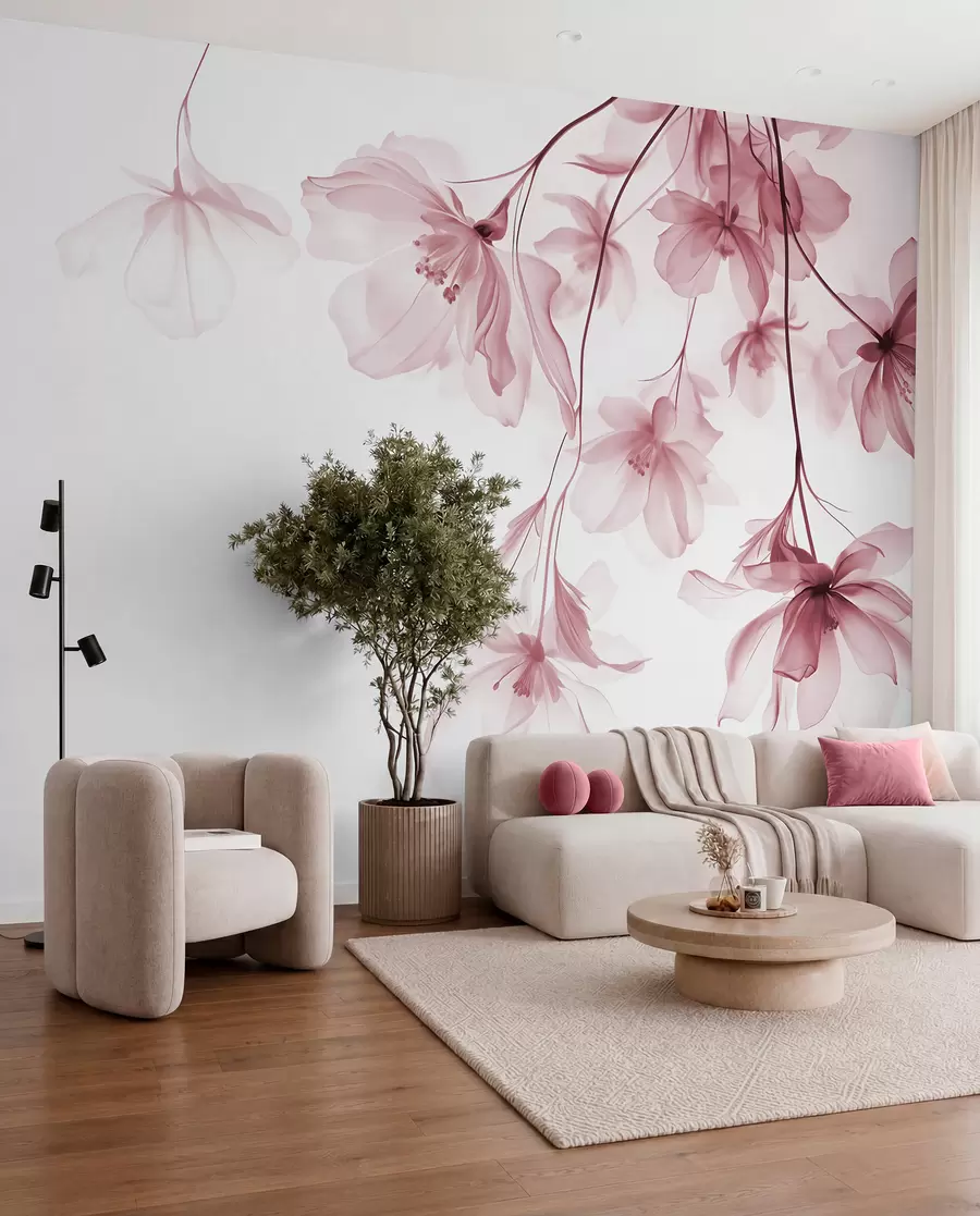 wall murals Hanging Flowers in Old Rose w08911v2
