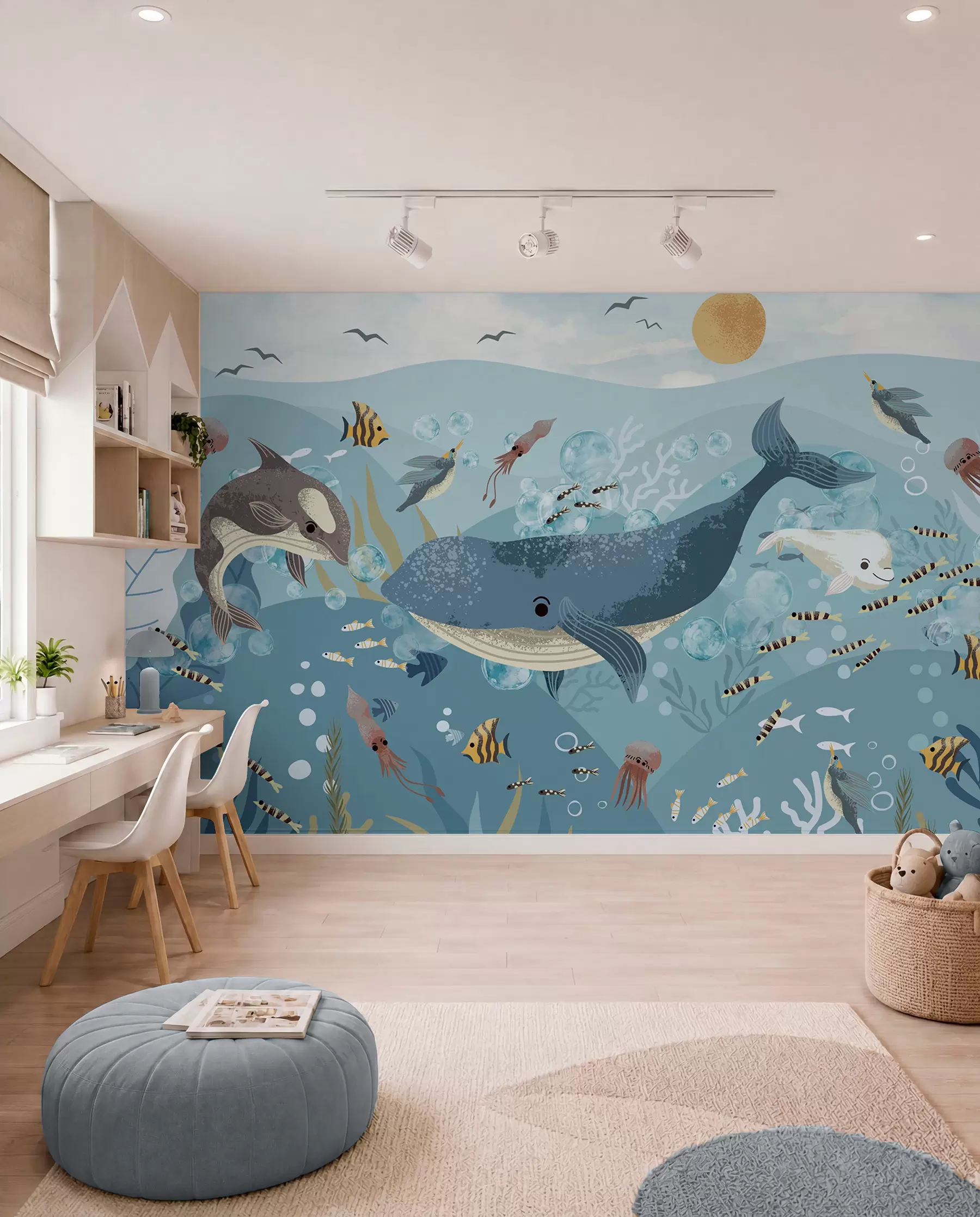 wall murals Blue Whale below the Waves w08921