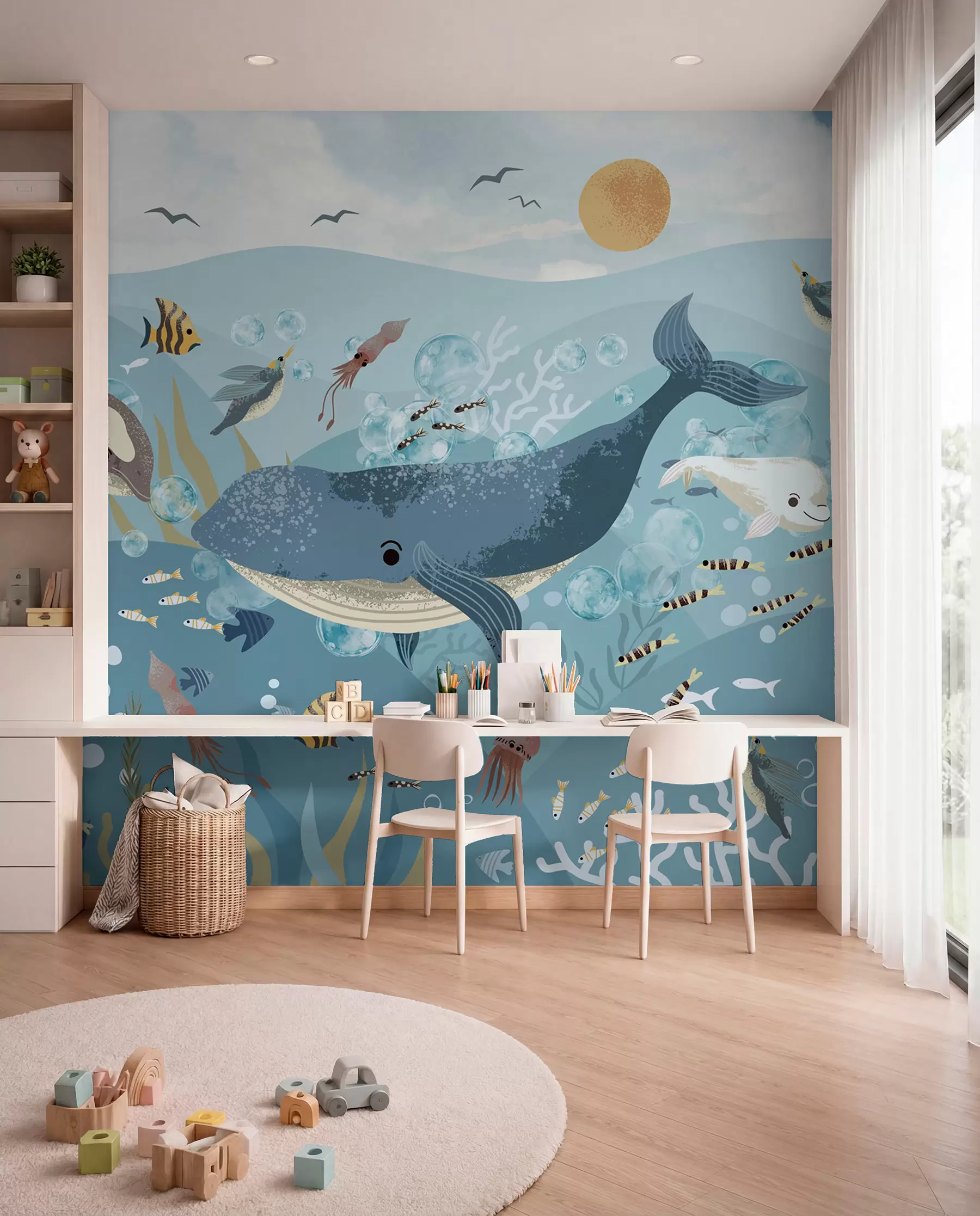 wall murals Blue Whale below the Waves w08921