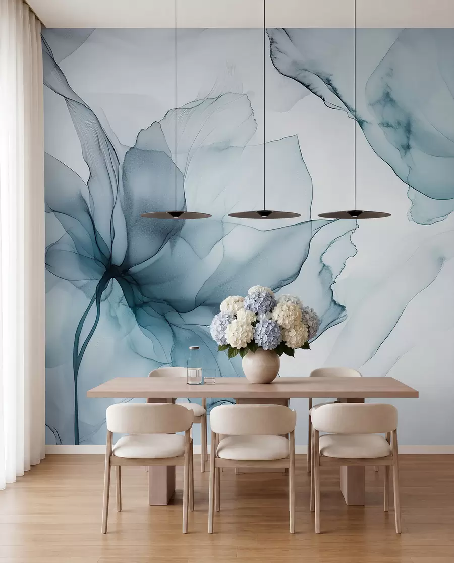 wall murals Blossoms in Slate Blue w03406v2