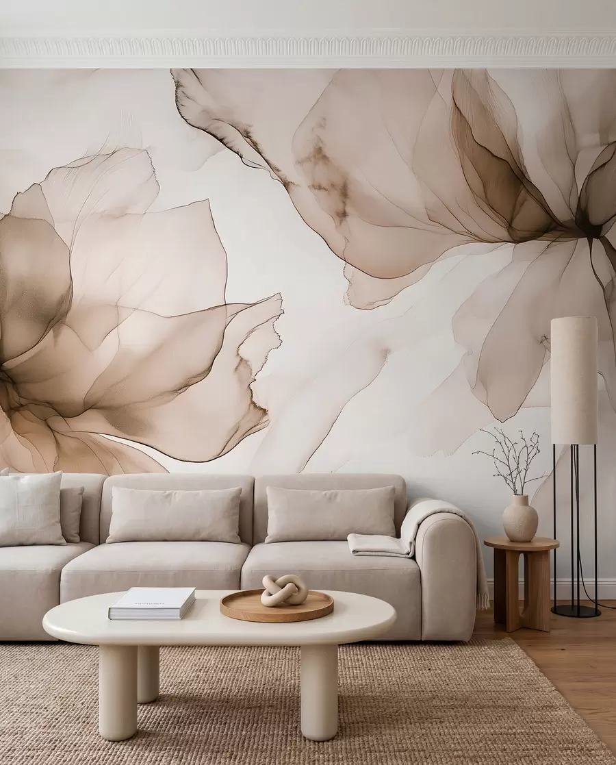 wall murals Blossoms in Smoky Brown w03406v3