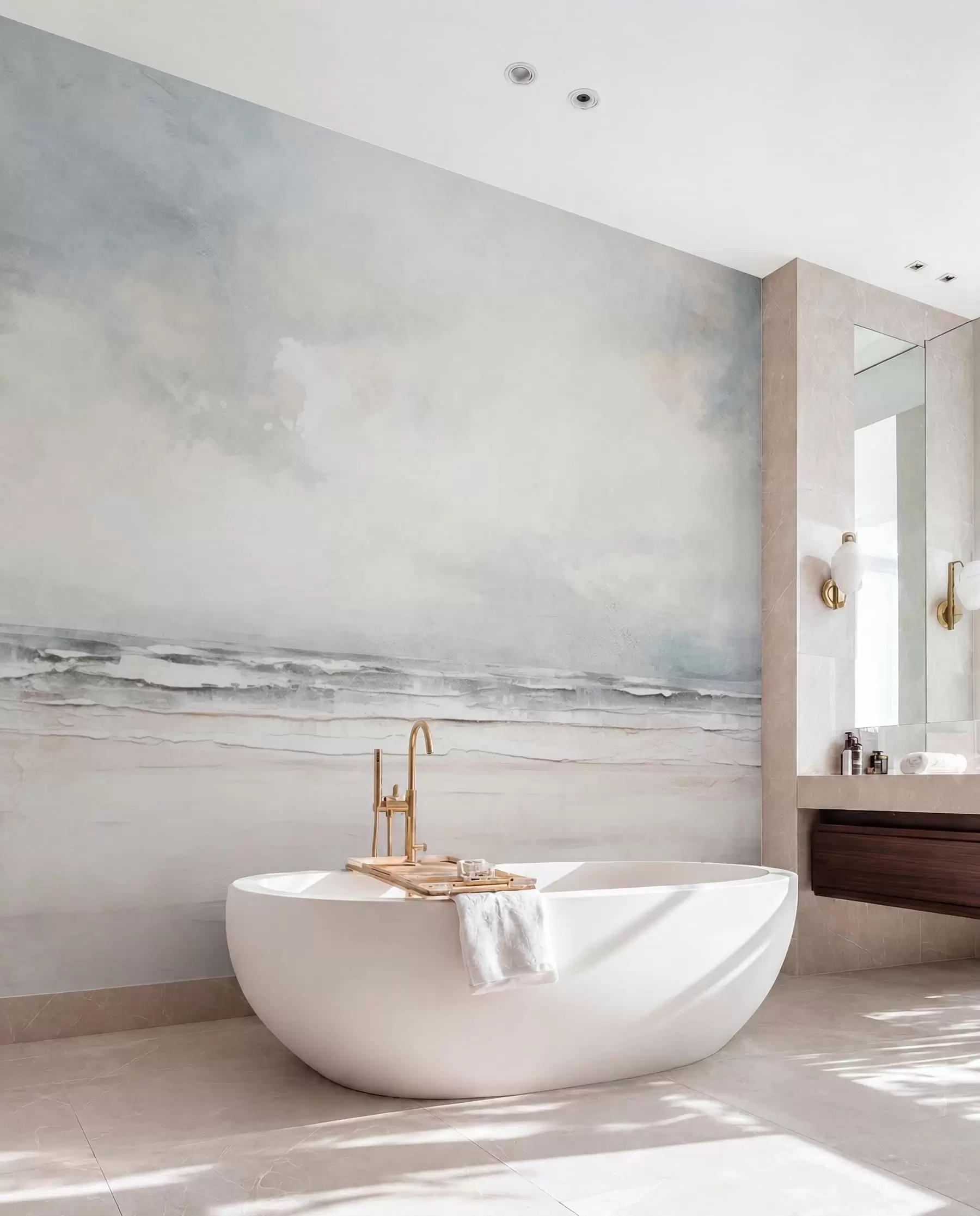 wall murals Silver Sea Horizon w03441