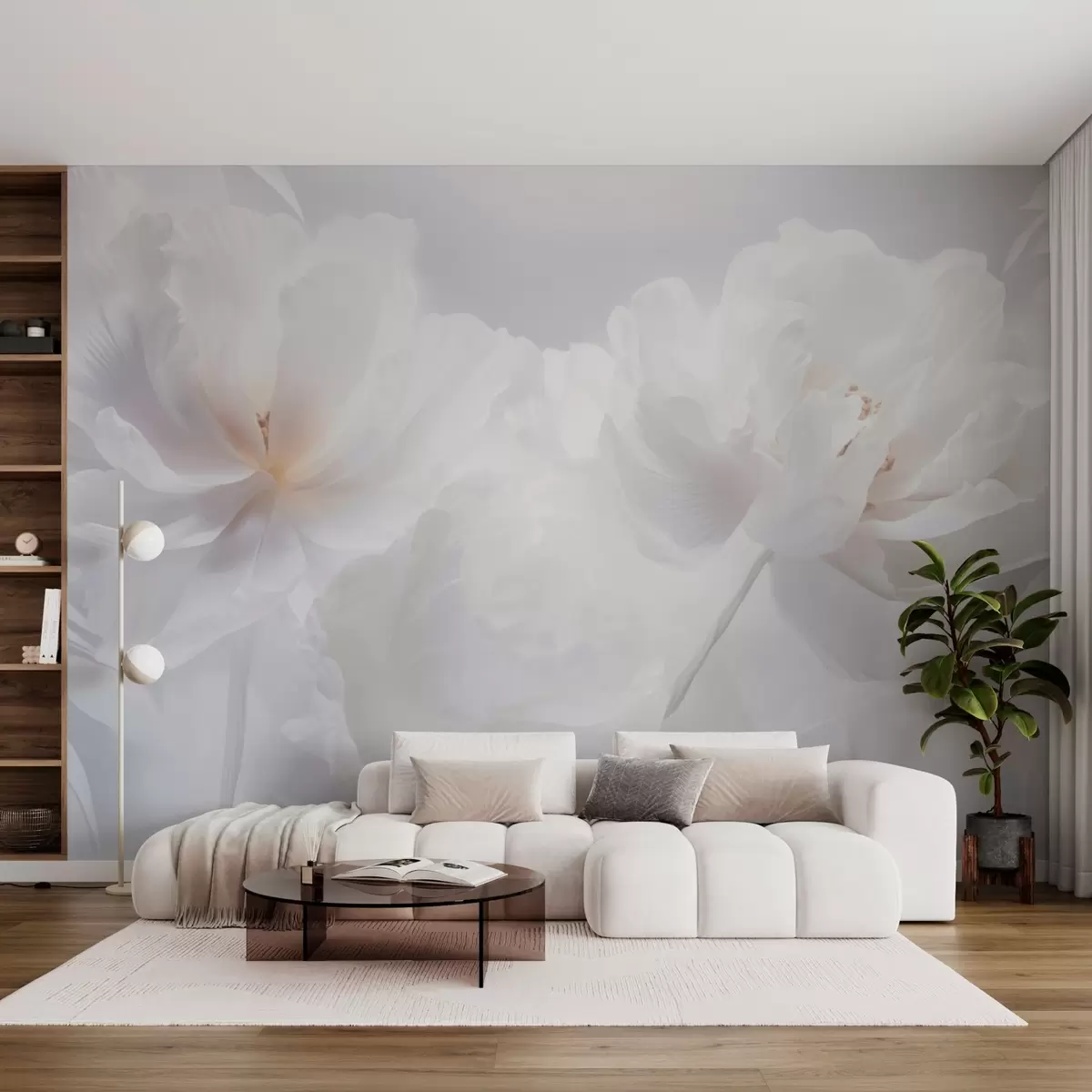 wall murals Blossoming light flowers on light background w03443