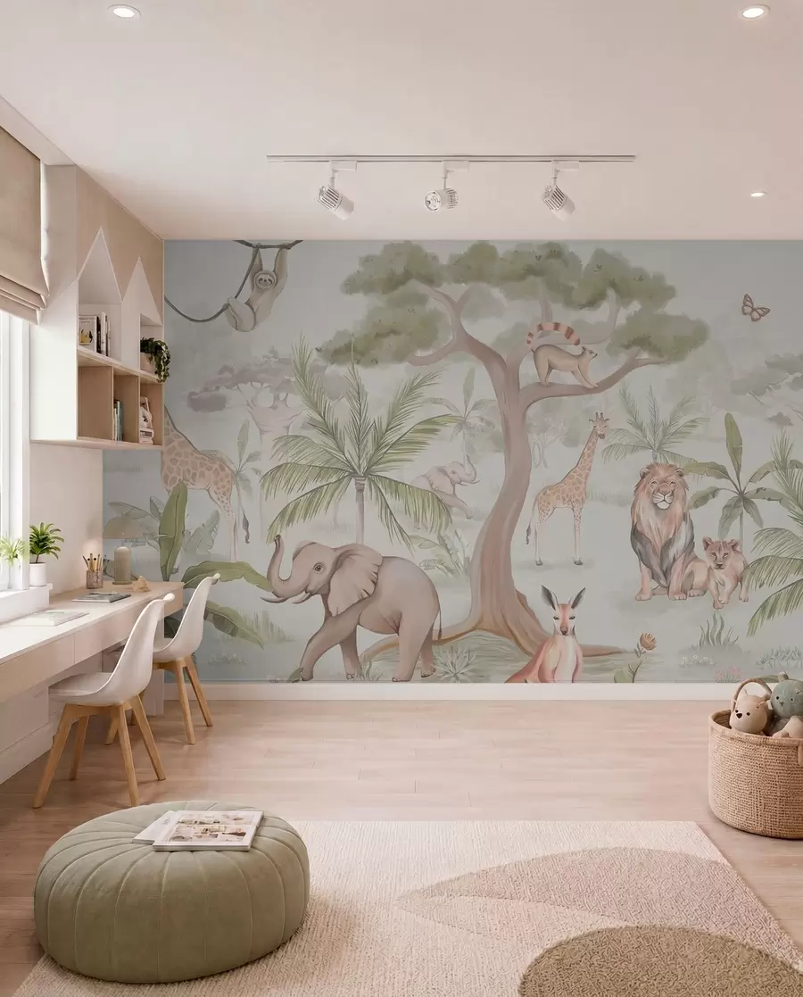 wall murals Panorama of jungle with animals w03444