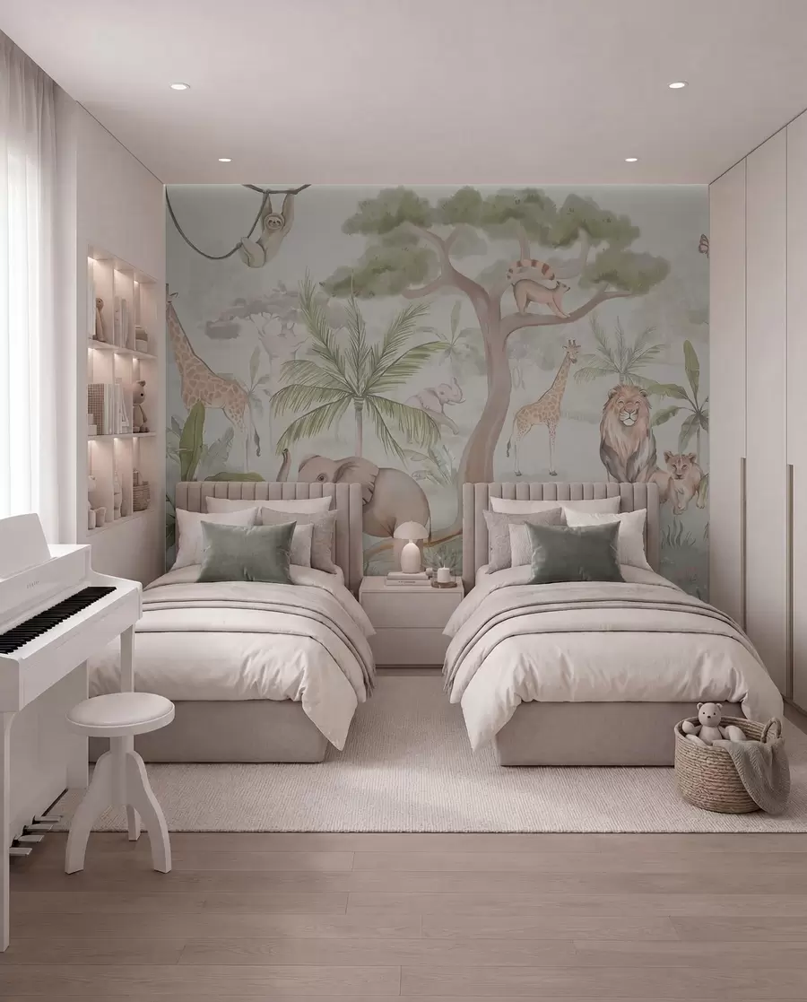 wall murals Panorama of jungle with animals w03444