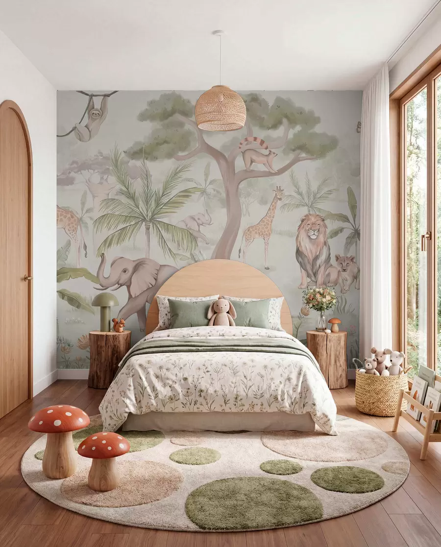 wall murals Panorama of jungle with animals w03444