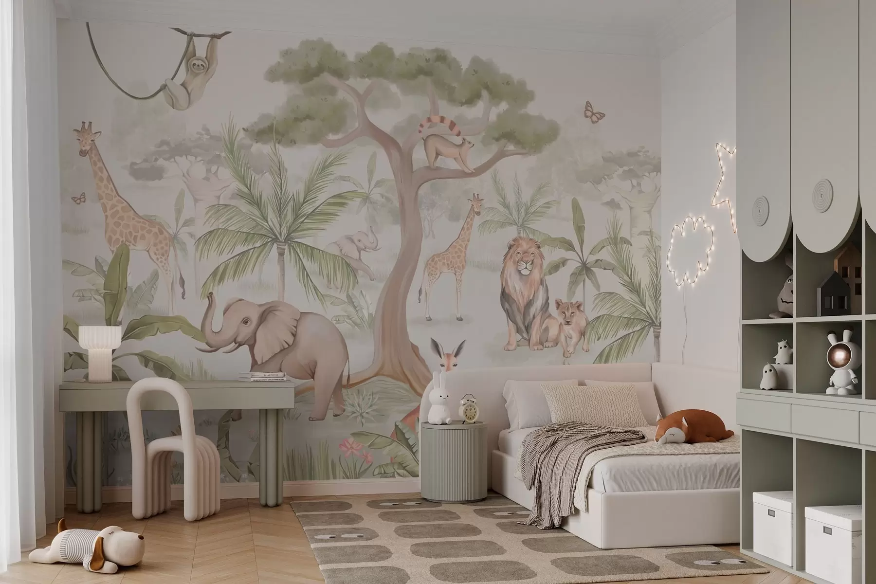 wall murals Panorama of jungle with animals w03444