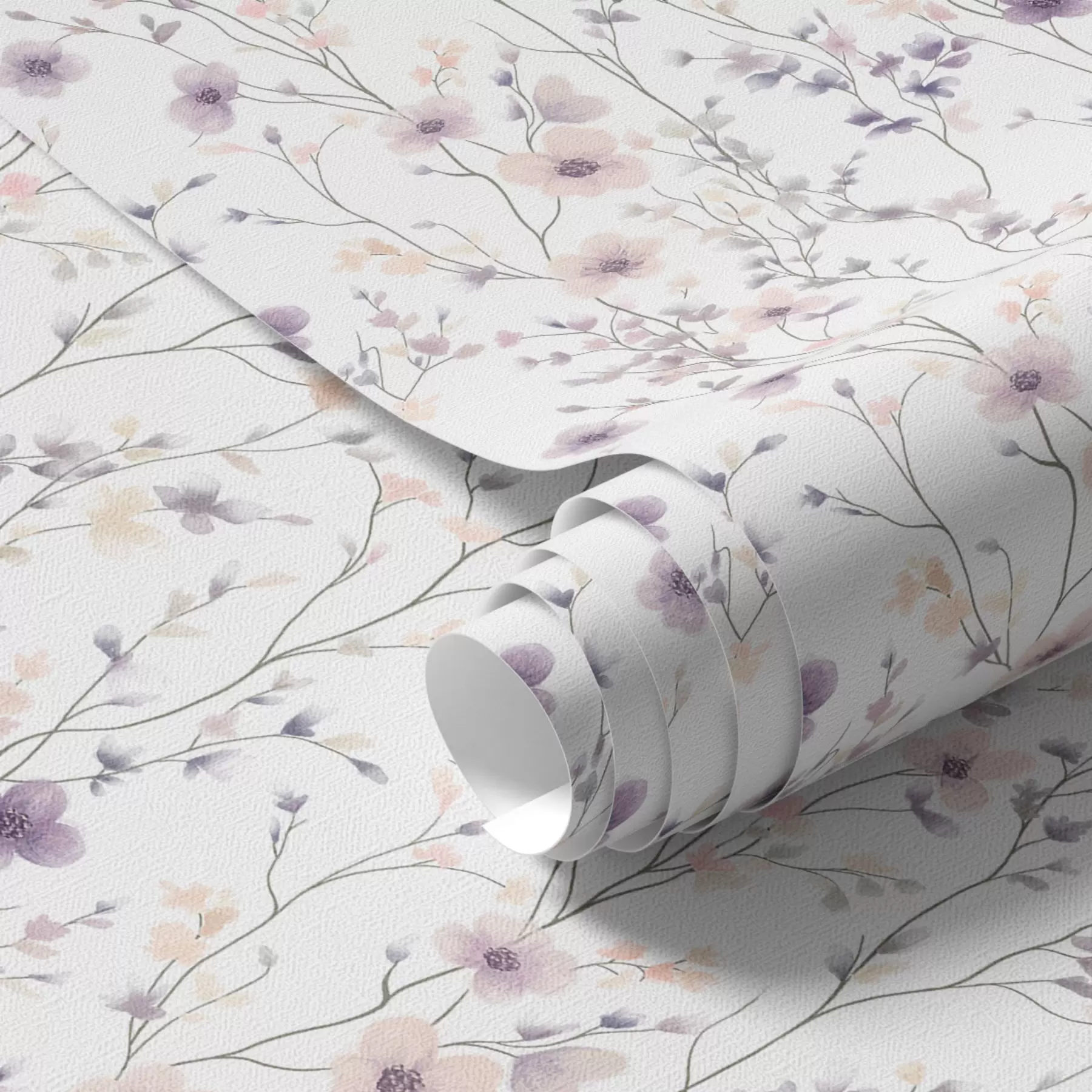 wall murals Small wildflowers with thin stems on light background a00003