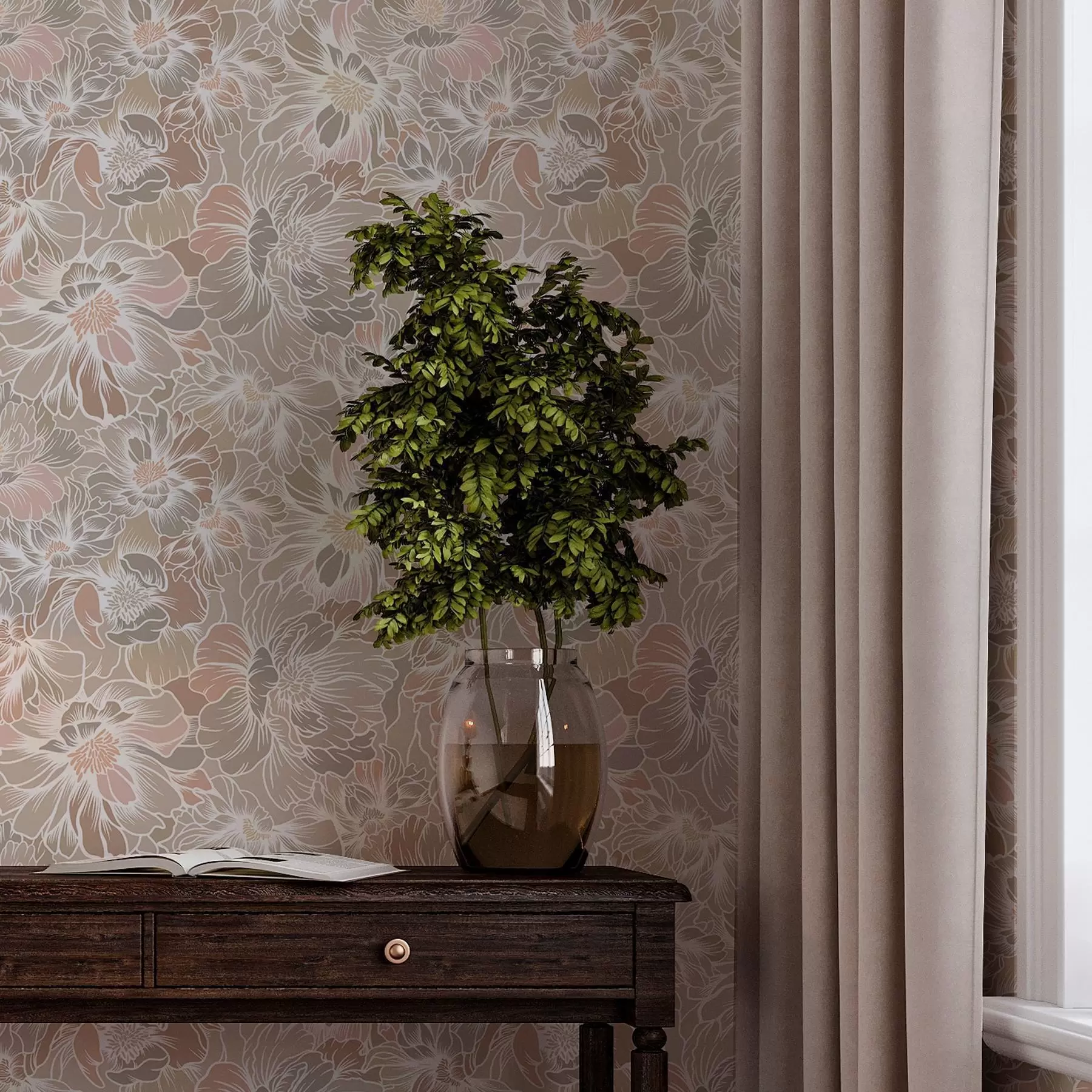 wall murals Large flowers with colorful petals in pastel shades a00020