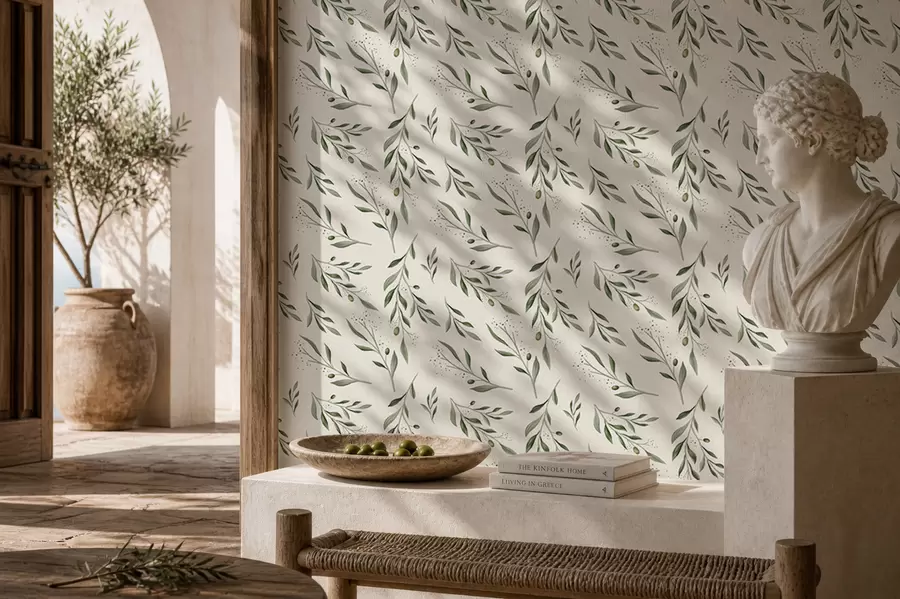 wall murals Delicate green olive branches a00030