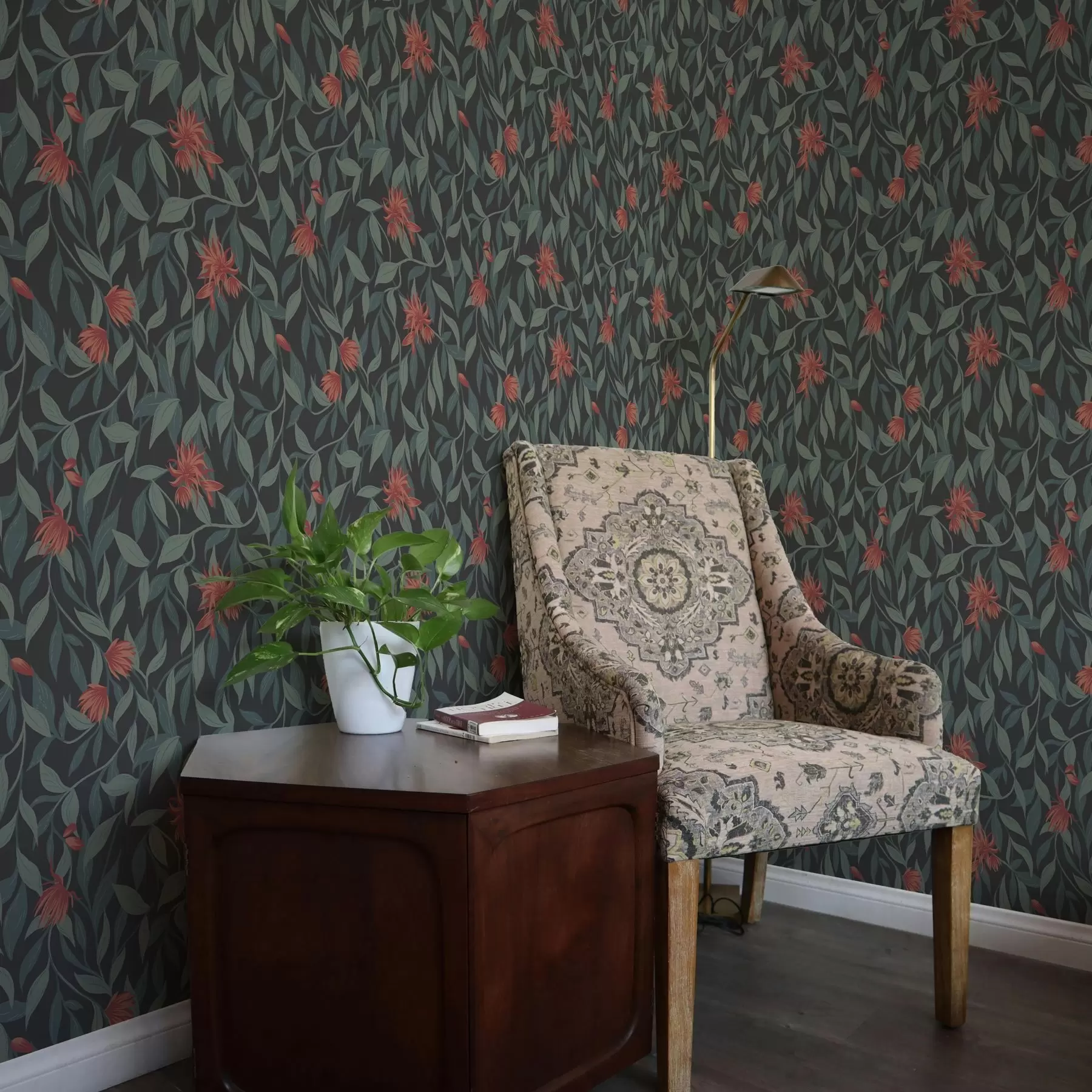 wall murals Dangling branches with red flowers a00052v1