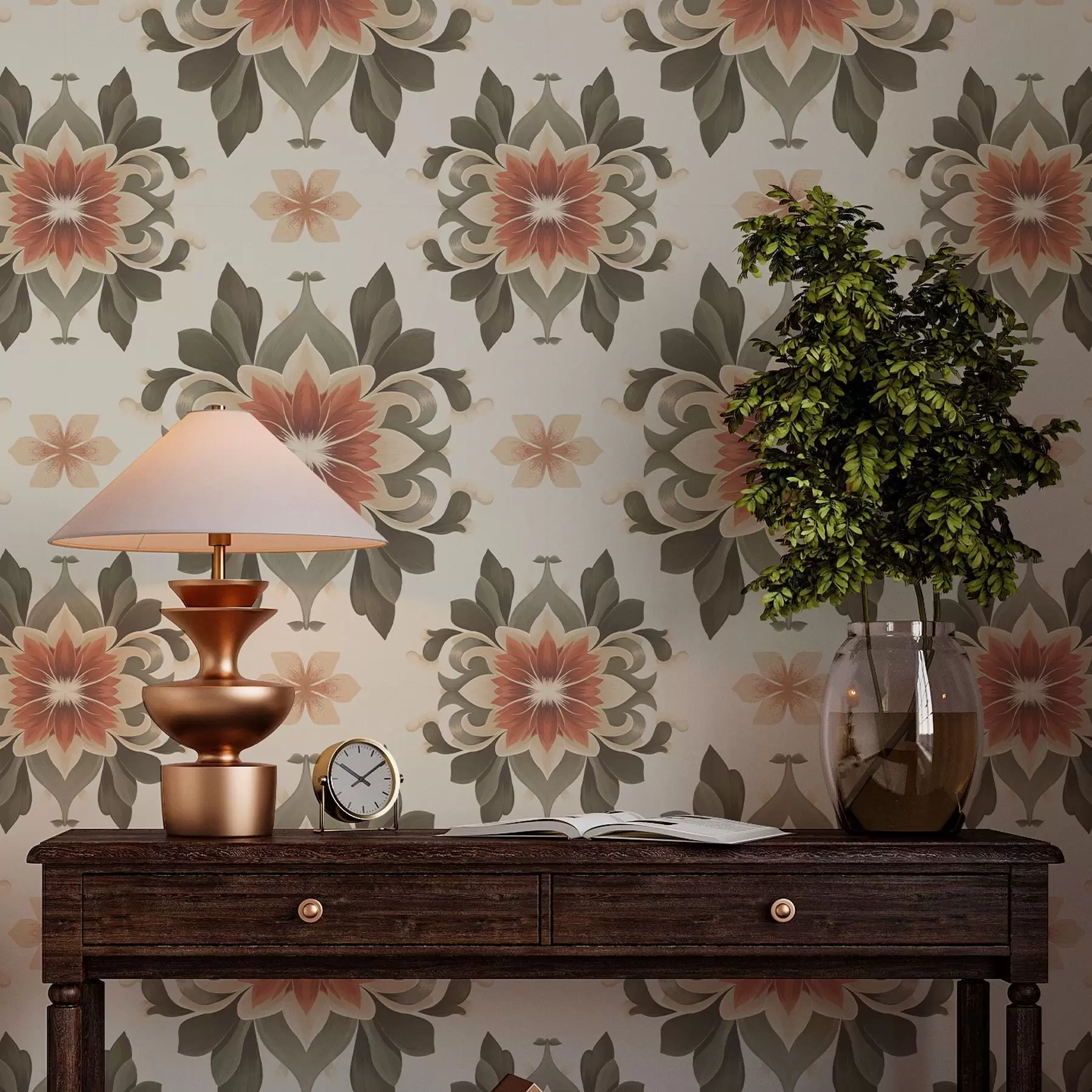 wall murals Abstract floral pattern on light background a00069v1