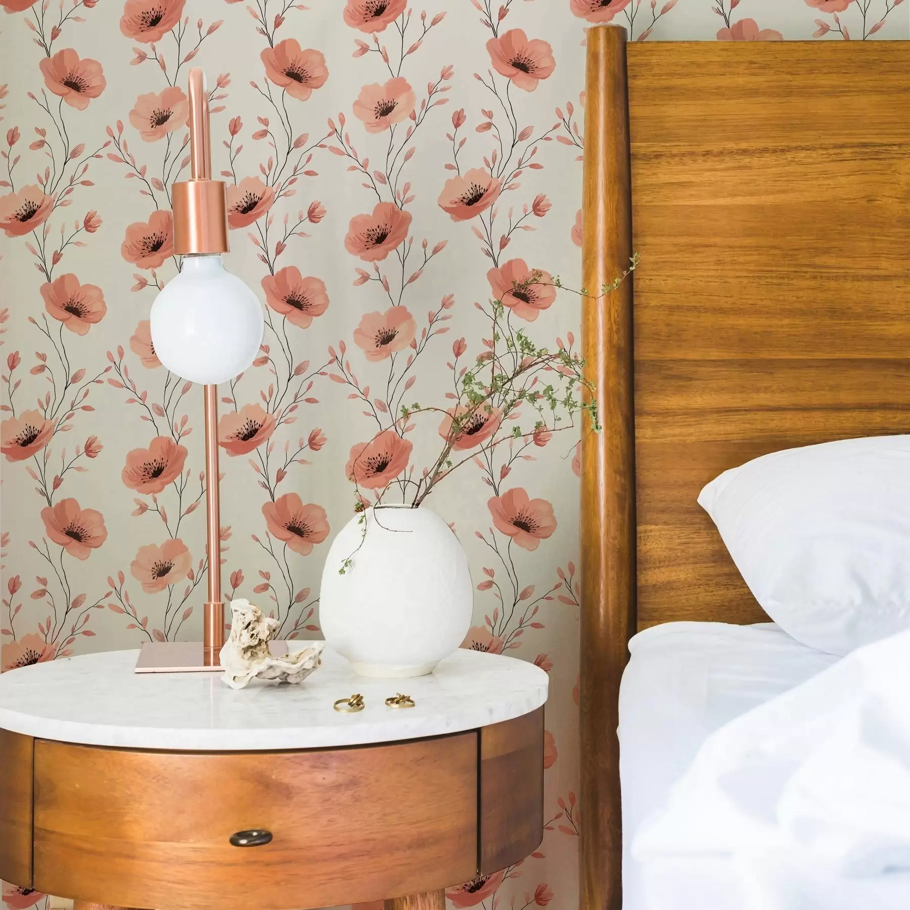 wall murals Pink poppies on stems a00083