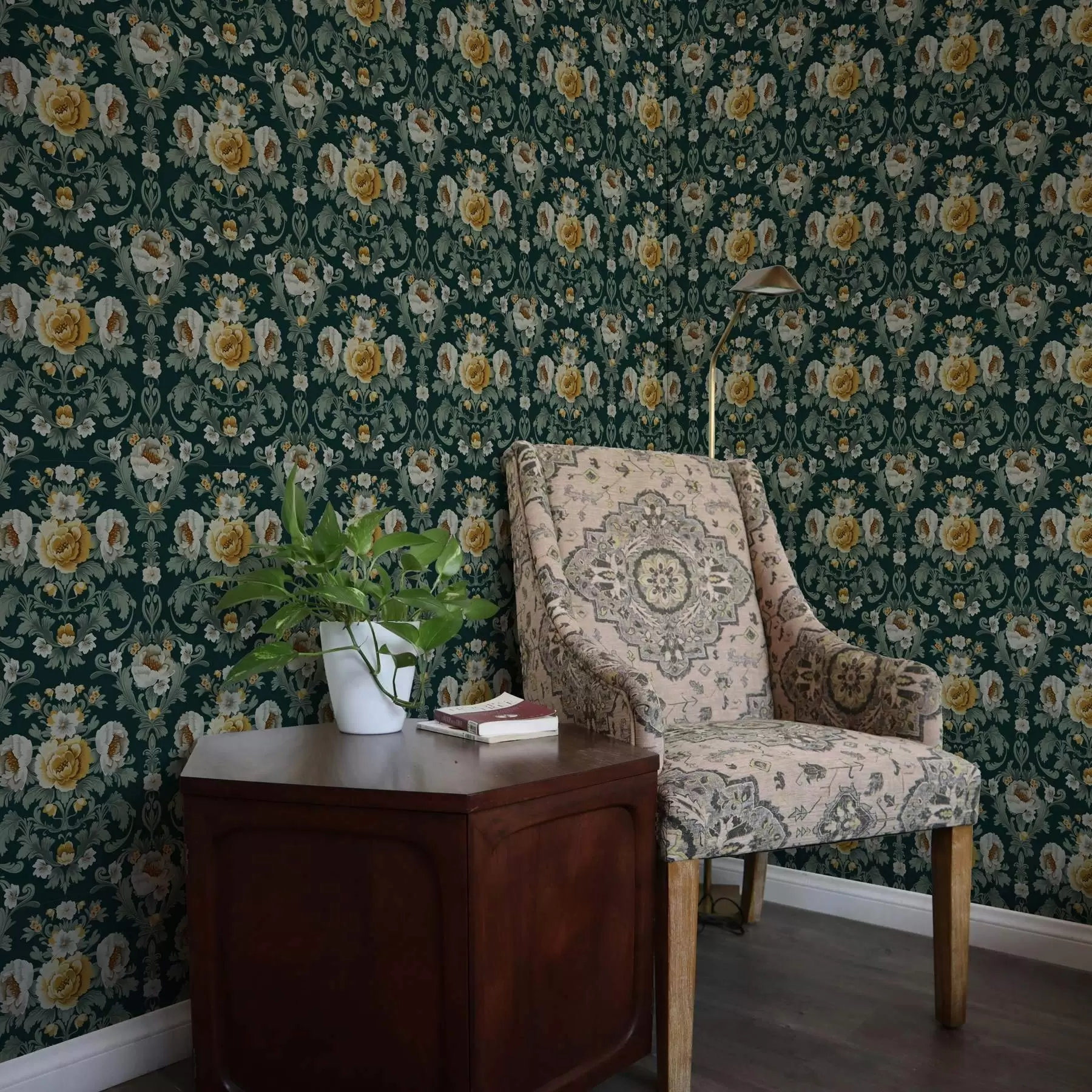 wall murals Yellow and white flowers on a dark background a00089