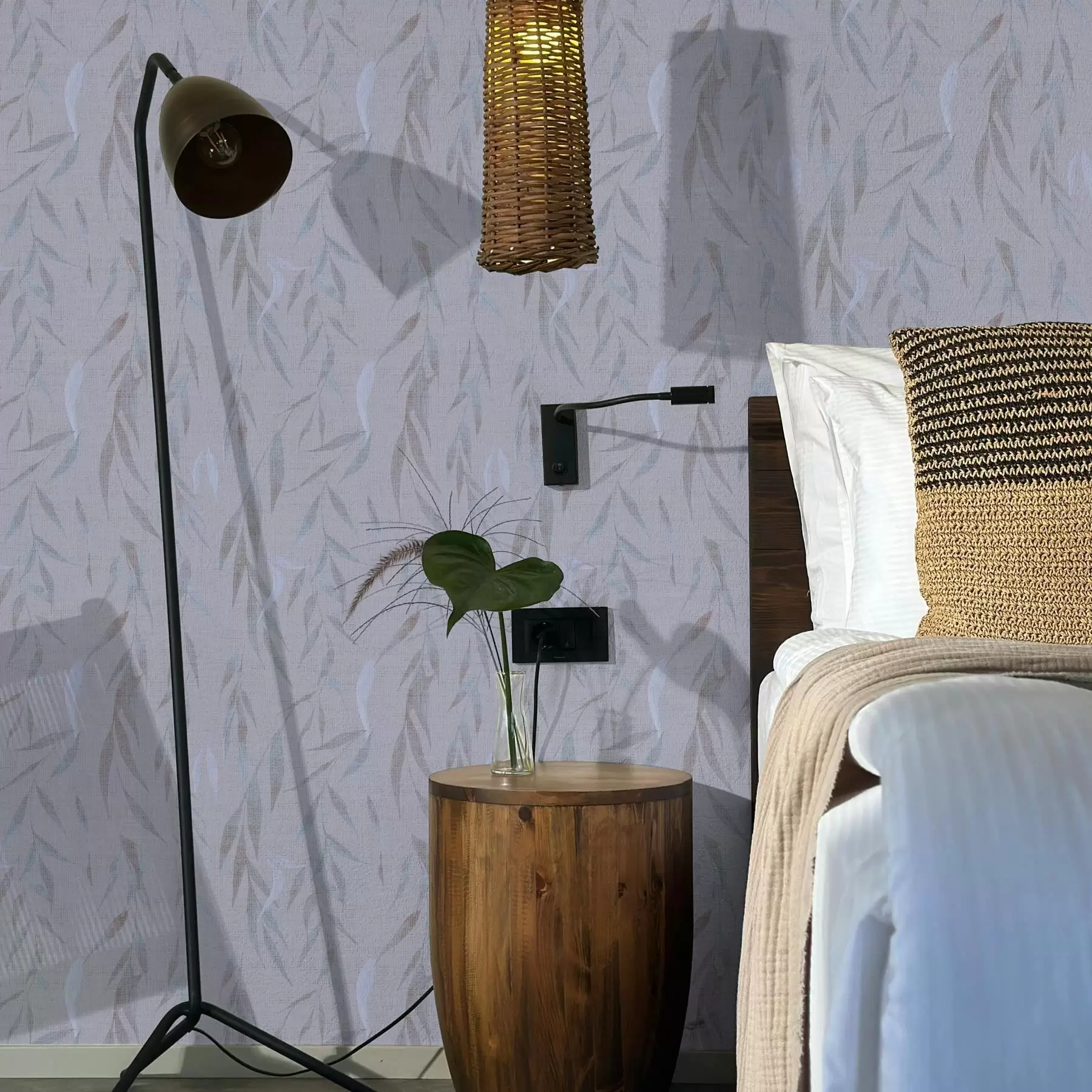 wall murals Dangling branches with leaves a00095