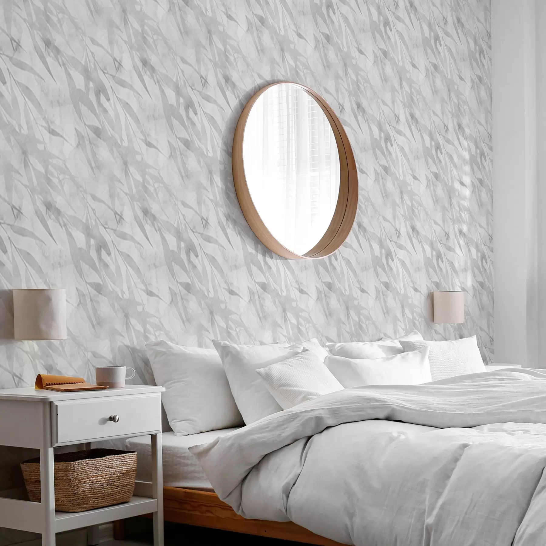 wall murals Gray branches with leaves in the wind a00097v1