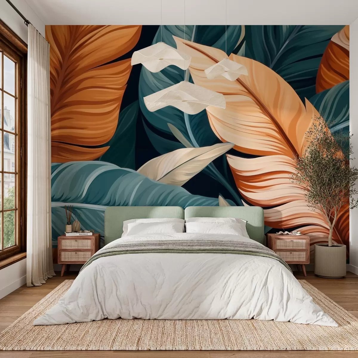 wall murals Abstract tropical leaves w03421