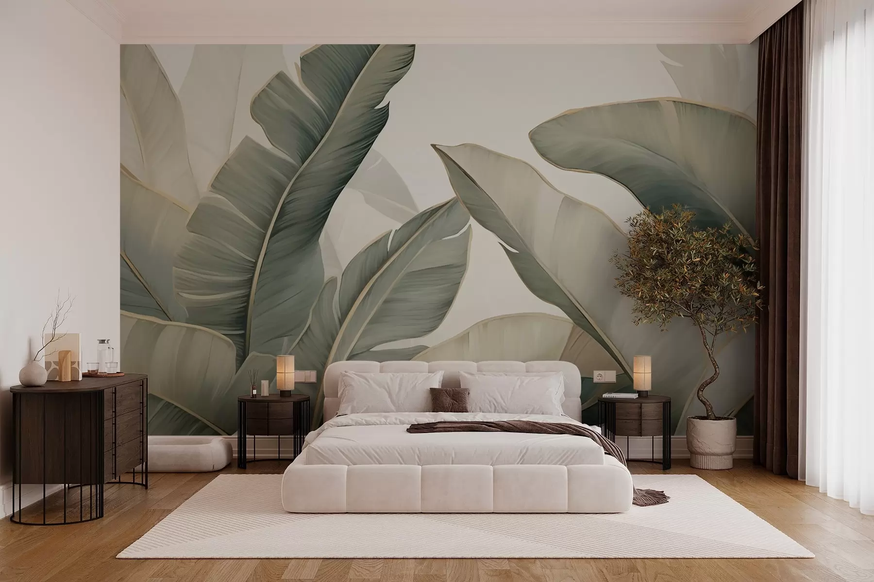 wall murals Tropical leaves w03427