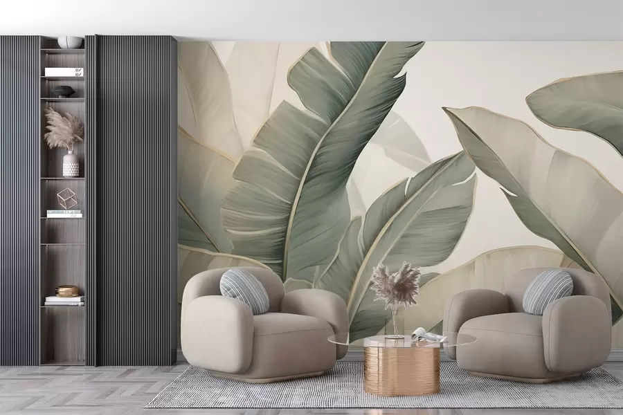 wall murals Tropical leaves w03427