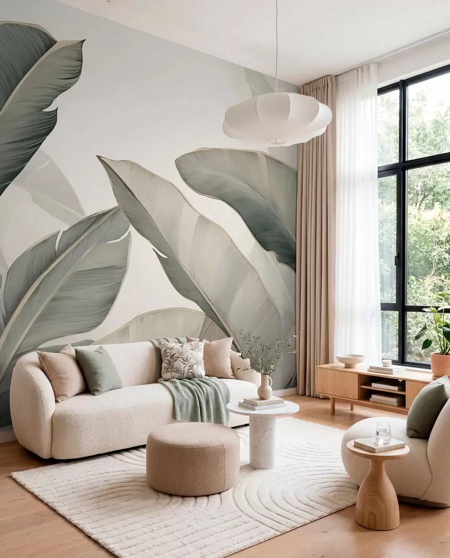 wall murals Tropical leaves w03427