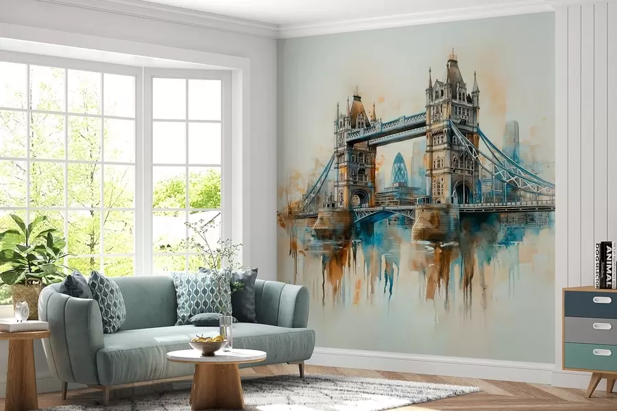 wall murals Tower Bridge in watercolor painting technique  w03396