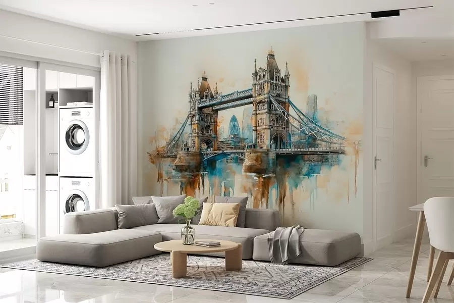 wall murals Tower Bridge in watercolor painting technique  w03396