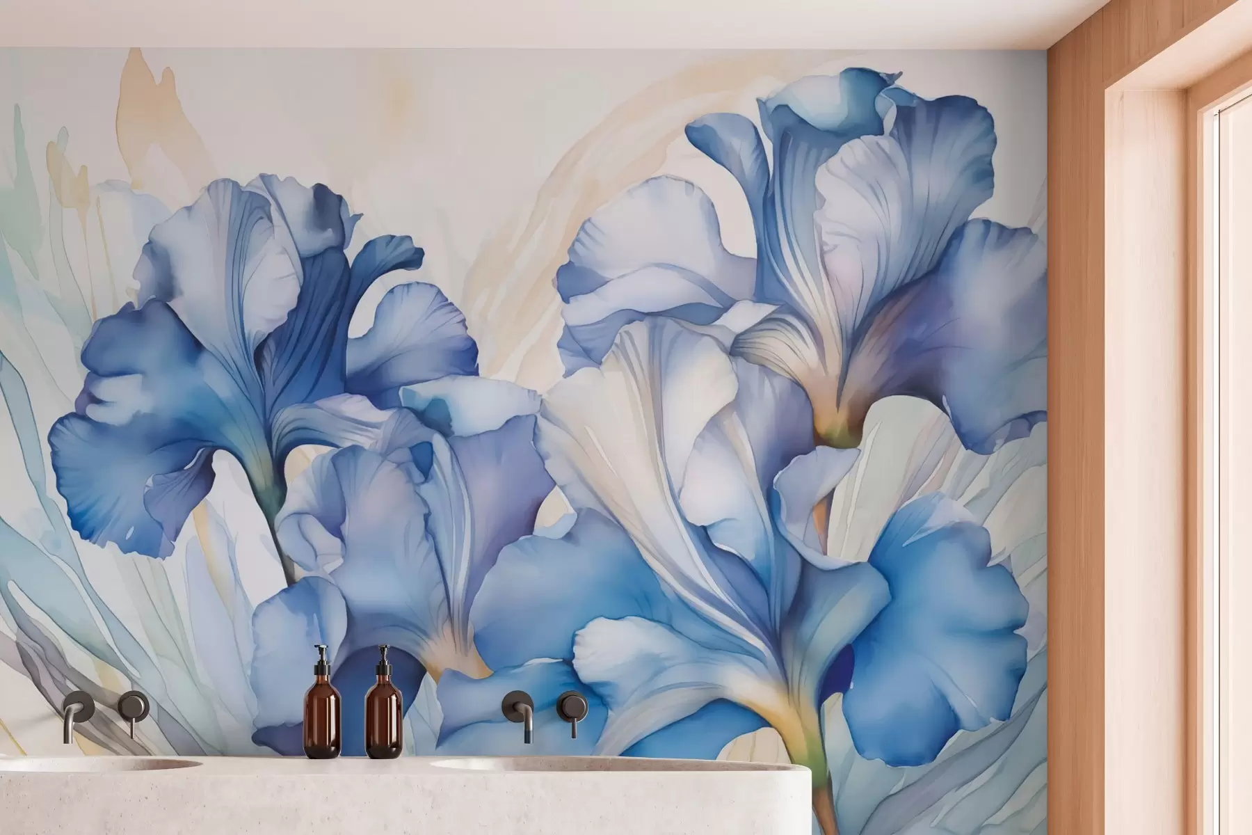 wall murals Irises imitation of watercolor w03461