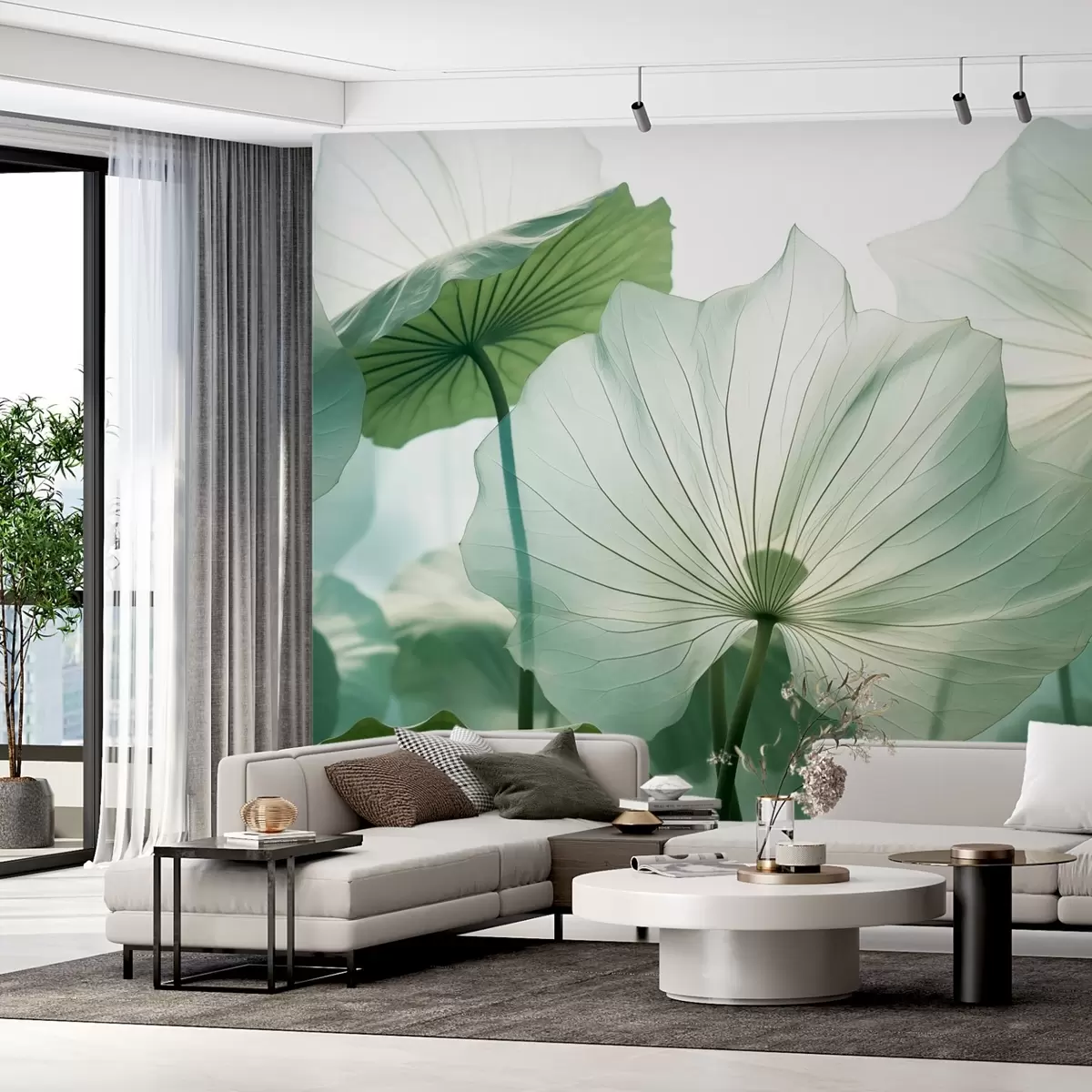 wall murals Water lily leaves imitation watercolor w03469