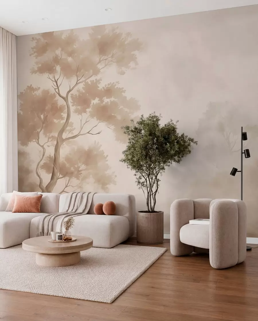 wall murals Tree imitation of blurred watercolor w03471