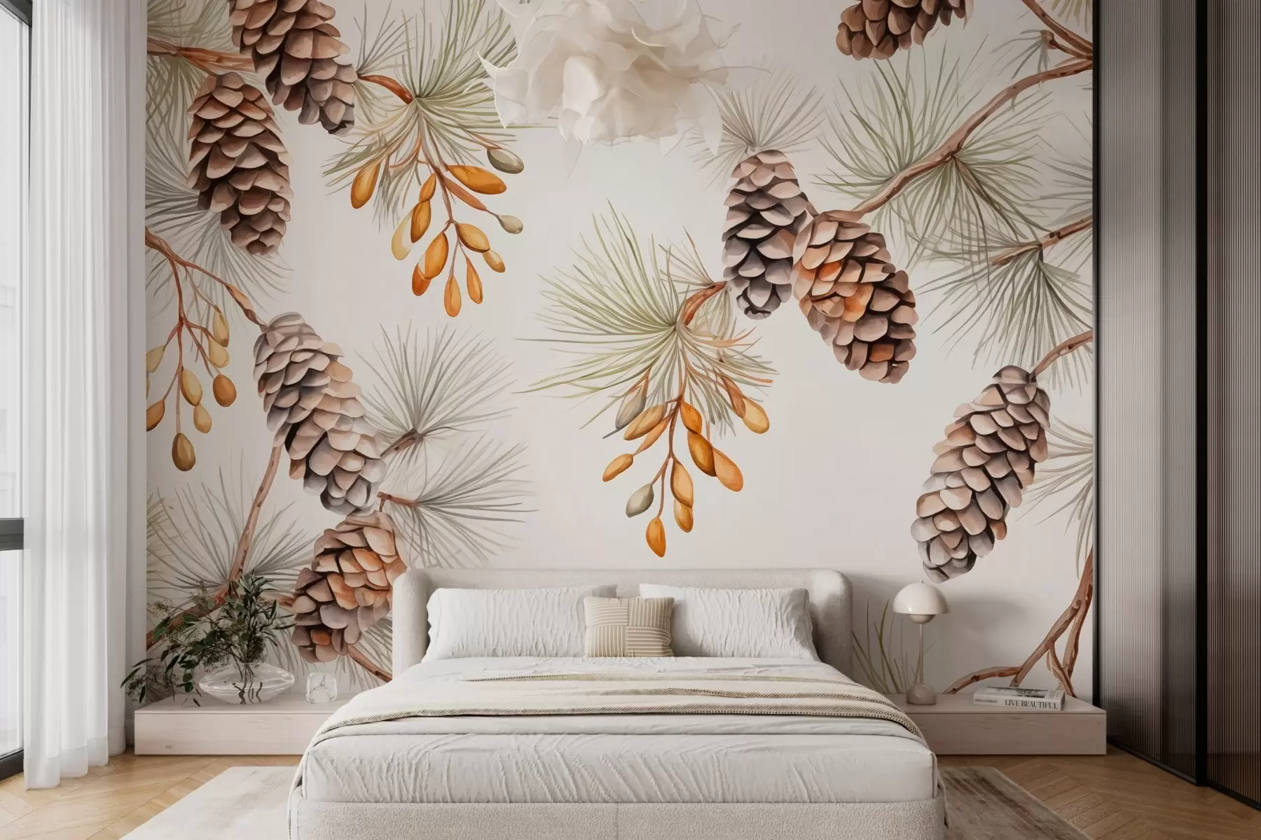 wall murals Pine cones imitation watercolor w03462