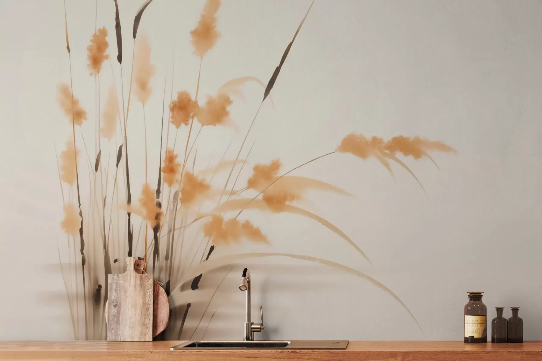 wall murals Reed imitation watercolor w03463