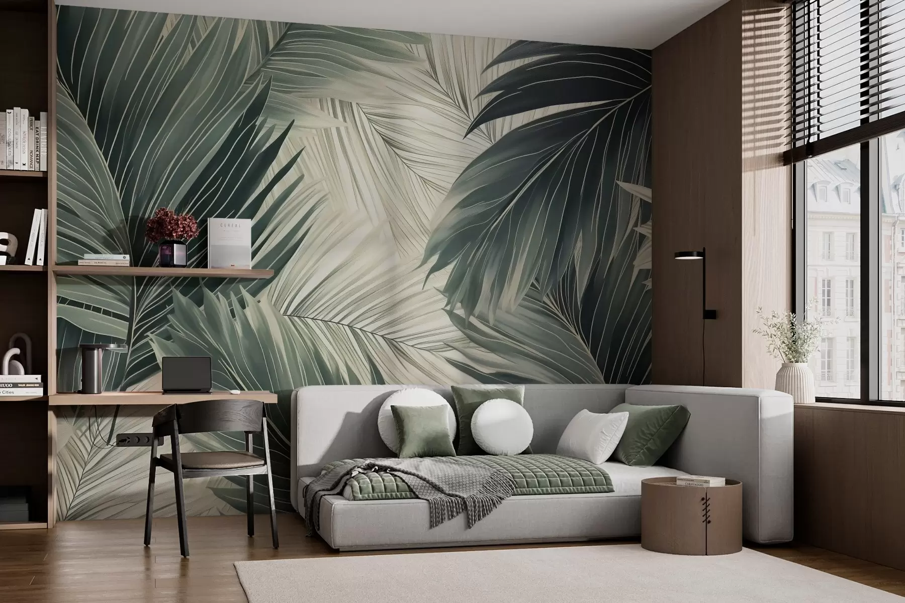 wall murals Palm leaves with imitation texture w03467