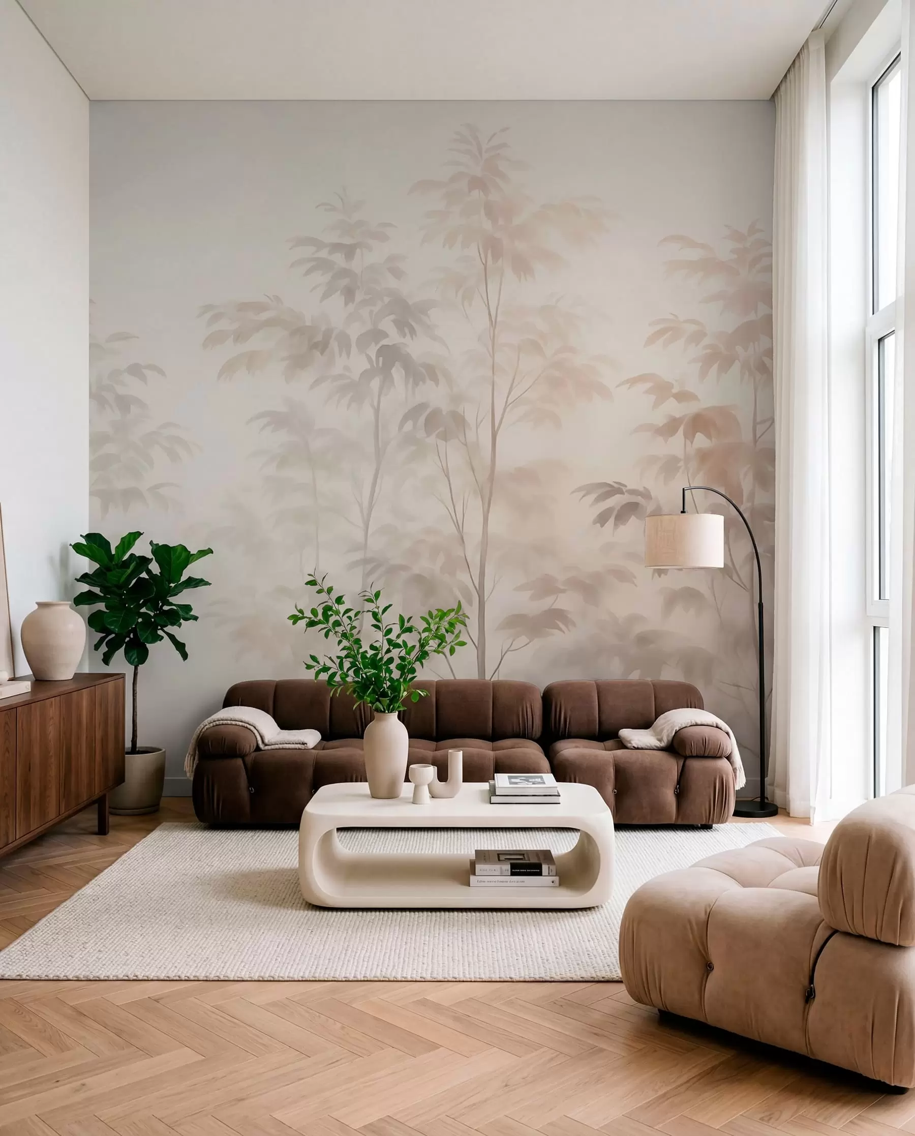 wall murals Trees imitation watercolor warm colors w03474