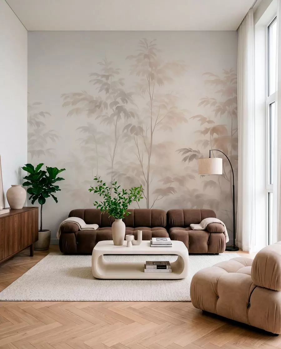 wall murals Trees imitation watercolor warm colors w03474