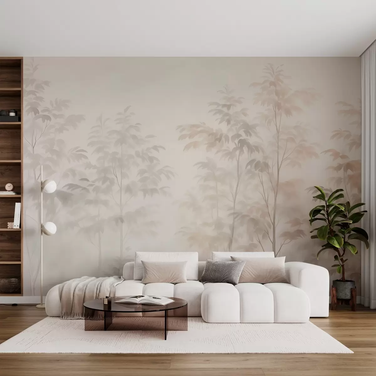 wall murals Trees imitation watercolor warm colors w03474