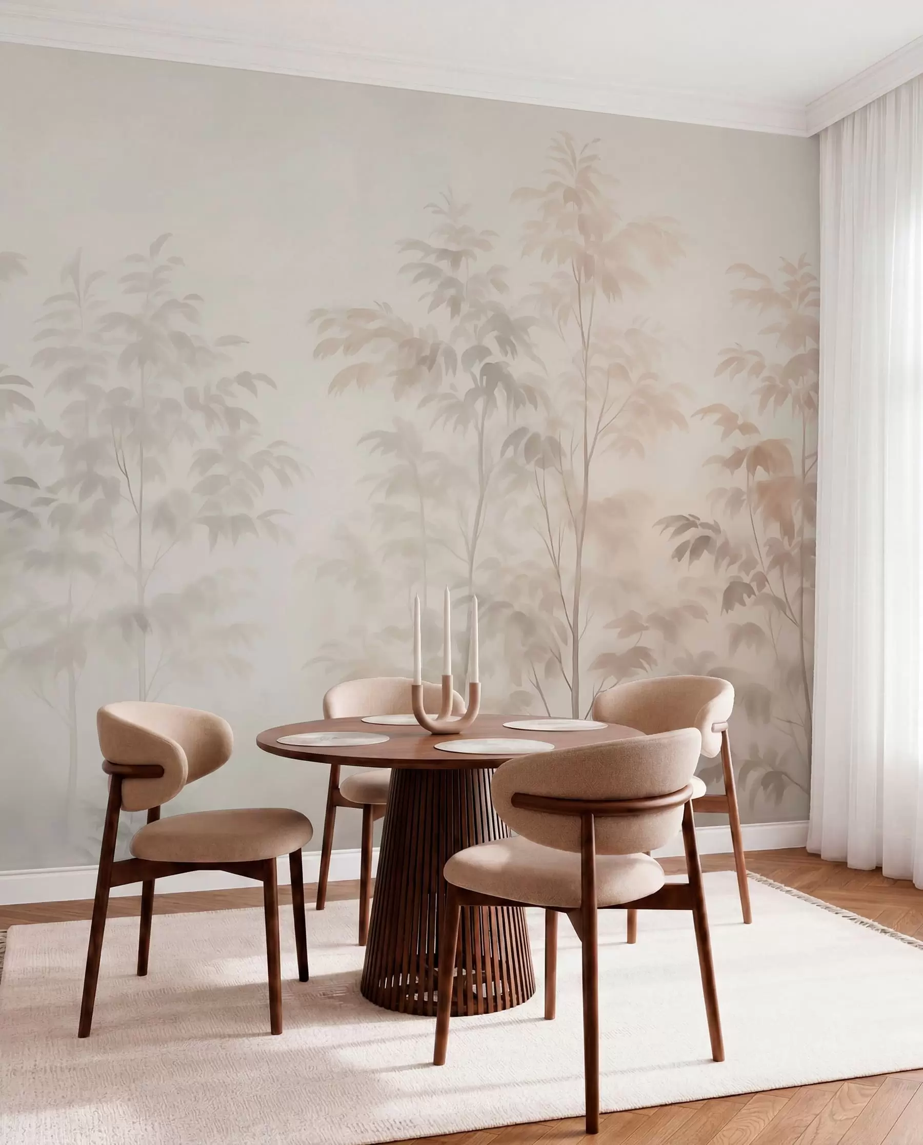 wall murals Trees imitation watercolor warm colors w03474