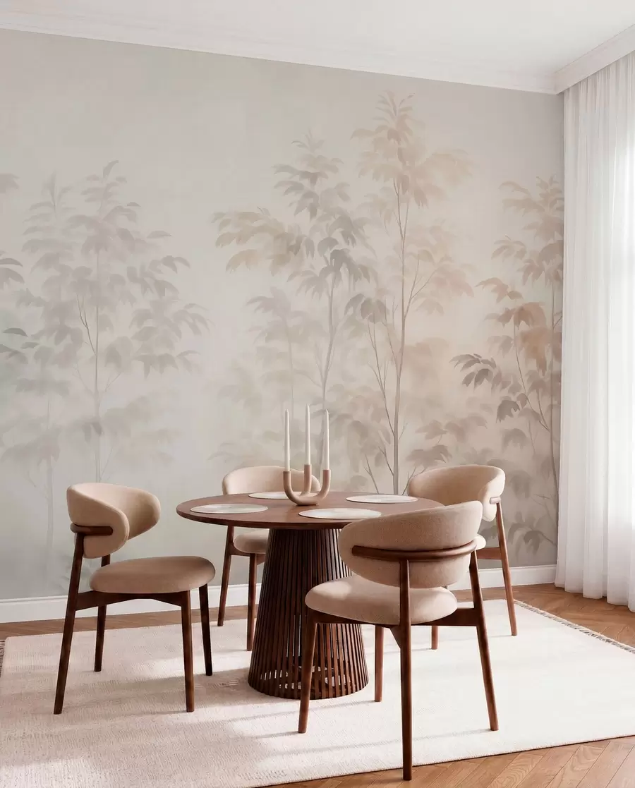 wall murals Trees imitation watercolor warm colors w03474